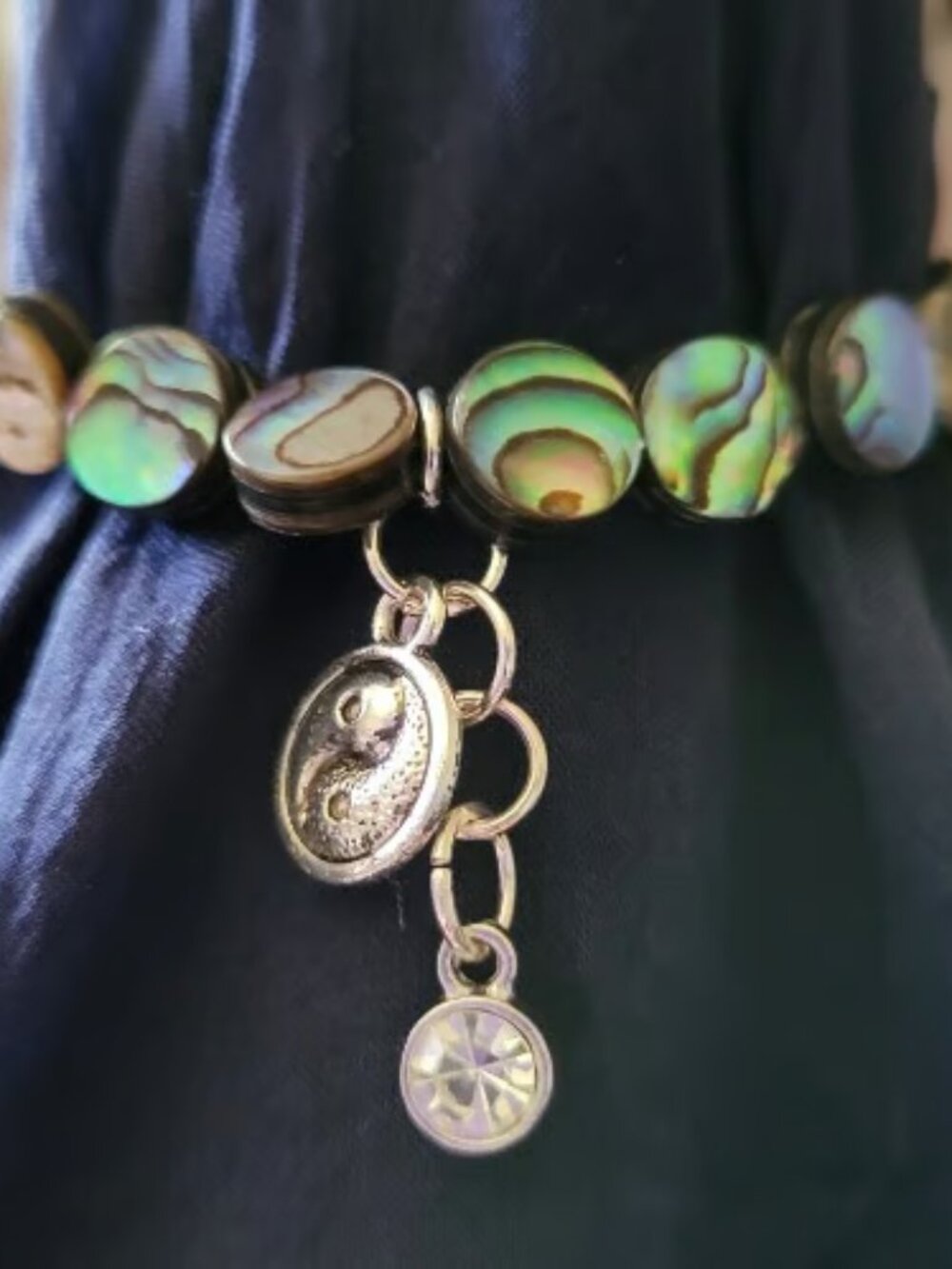 Pearlized Green Beaded Bracelet with Charms